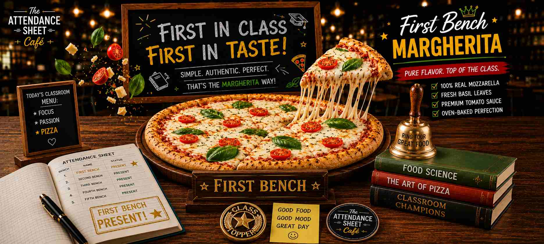 First Bench Margherita - Exam Se Pehle Pizza - TAS Cafe Noida