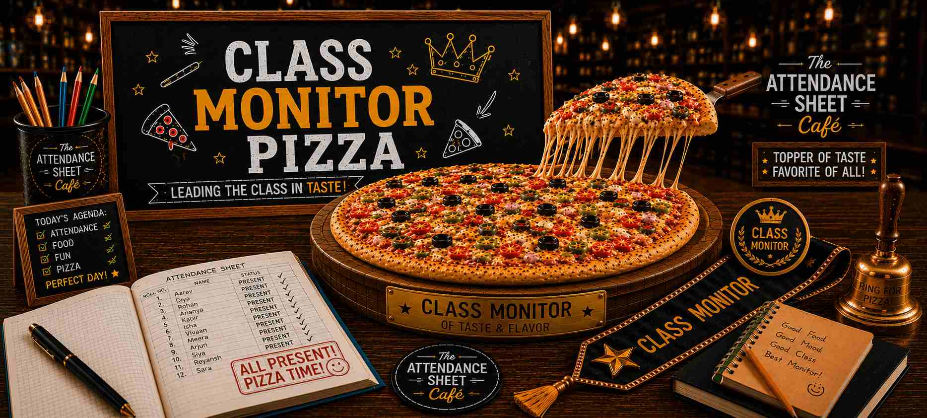 Class Monitor Pizza - Exam Se Pehle Pizza - TAS Cafe Noida
