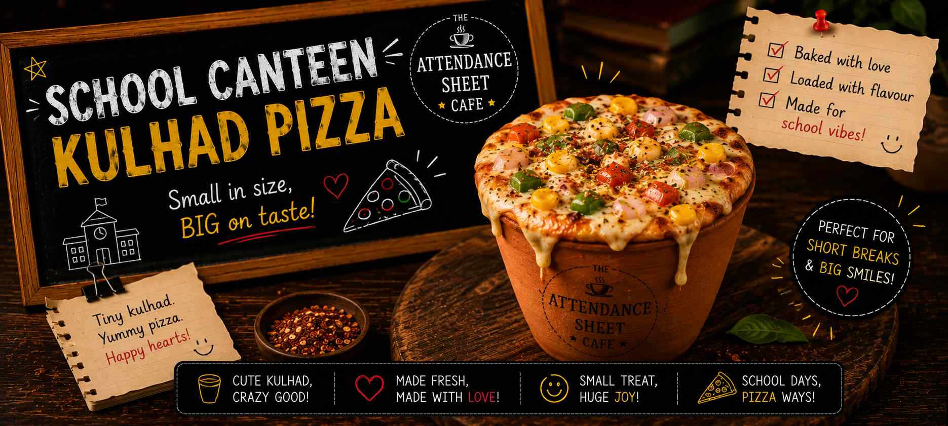 School Canteen Kulhad Pizza - Exam Se Pehle Pizza - TAS Cafe Noida