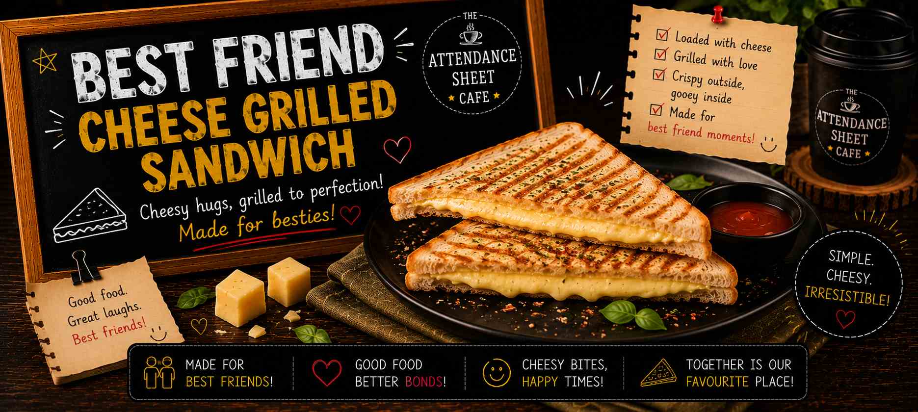 Best Friend Cheese Grilled Sandwich - Short Break Sandwiches - TAS Cafe Noida