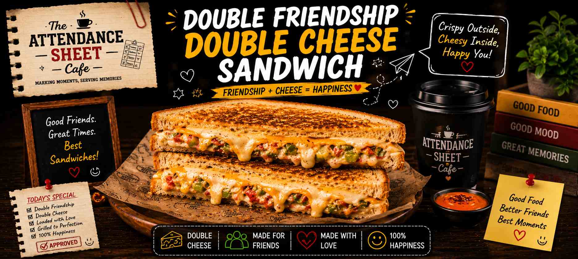 Double Friendship Double Cheese Sandwich - Short Break Sandwiches - TAS Cafe Noida