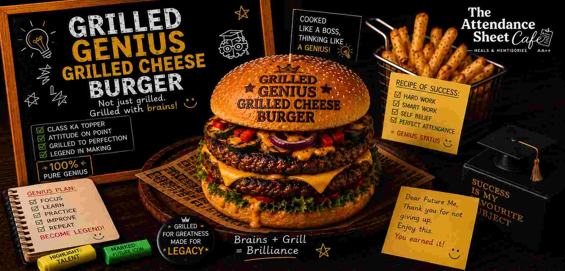 Grilled Genius Grilled Cheese Burger - Backbench Burgers - TAS Cafe Noida