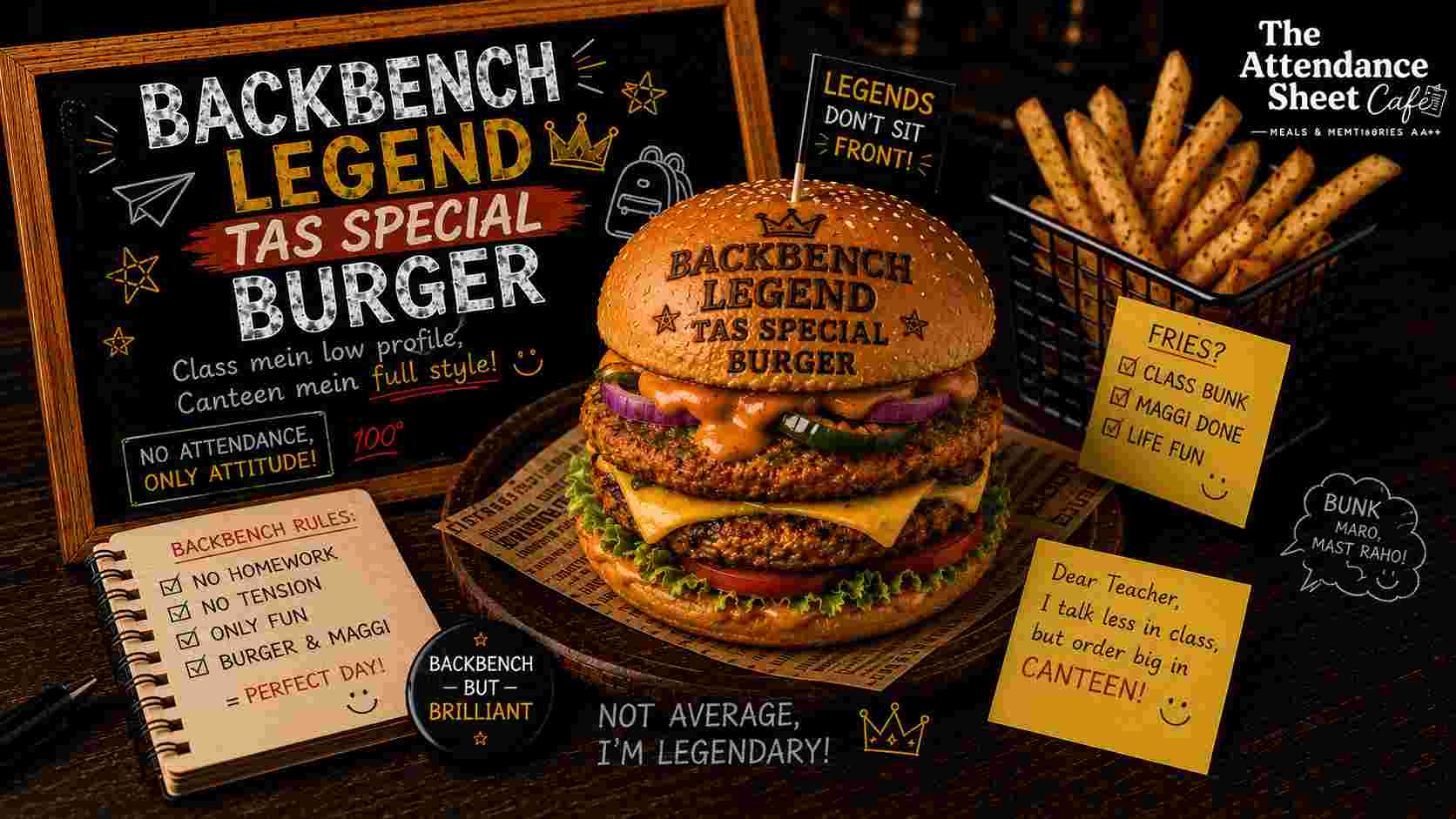 Backbench Legend Burger - Backbench Burgers - TAS Cafe Noida