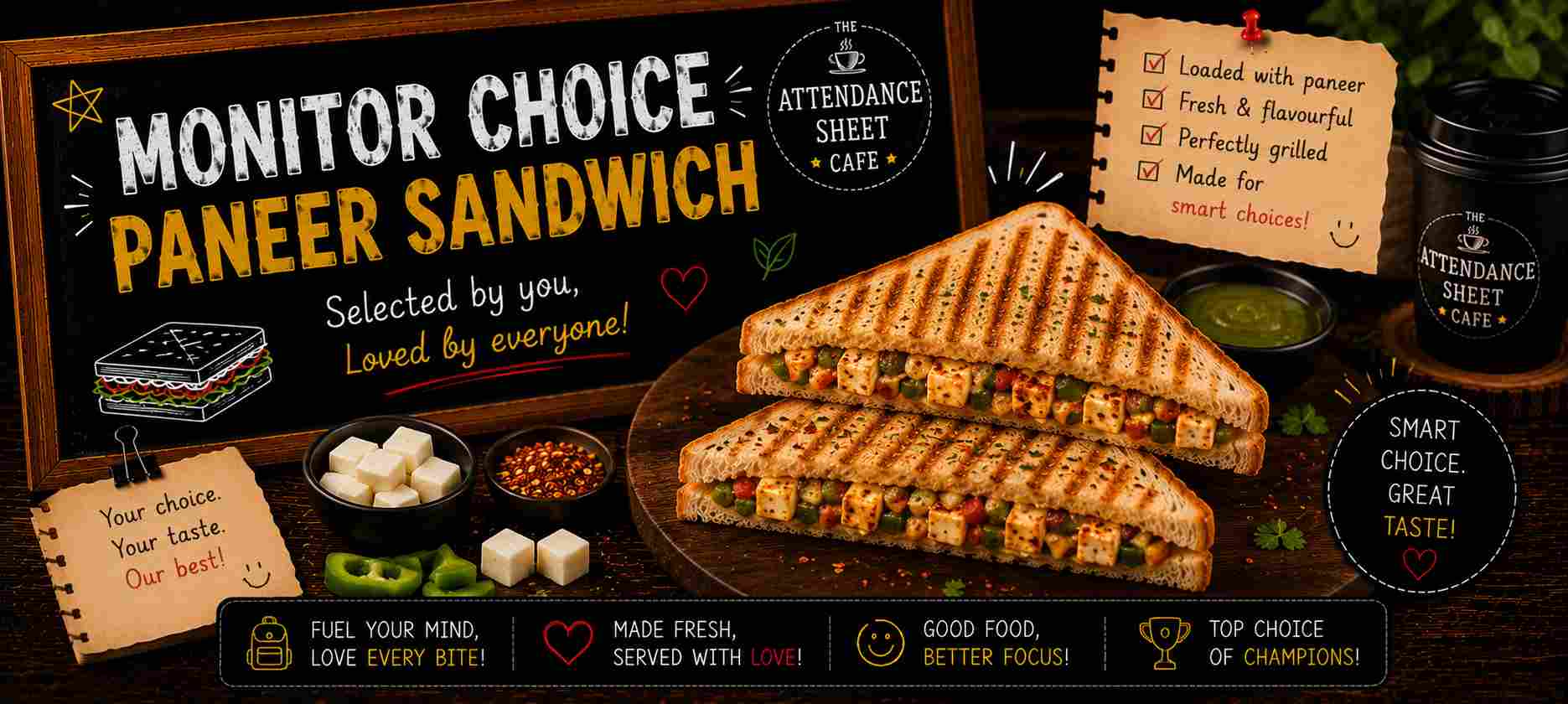Monitor Choice Paneer Sandwich - Short Break Sandwiches - TAS Cafe Noida