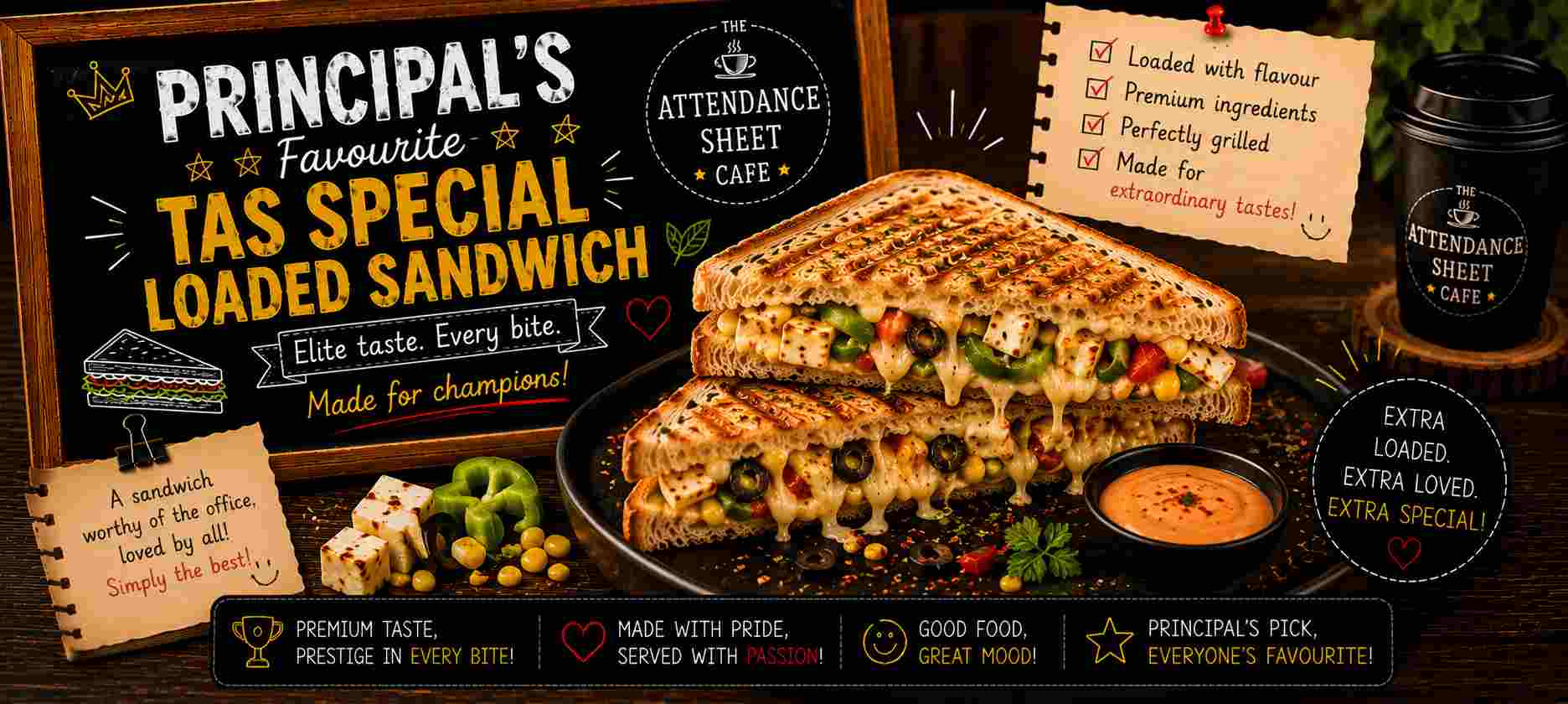 Principal's Favourite TAS Special Loaded Sandwich - Short Break Sandwiches - TAS Cafe Noida