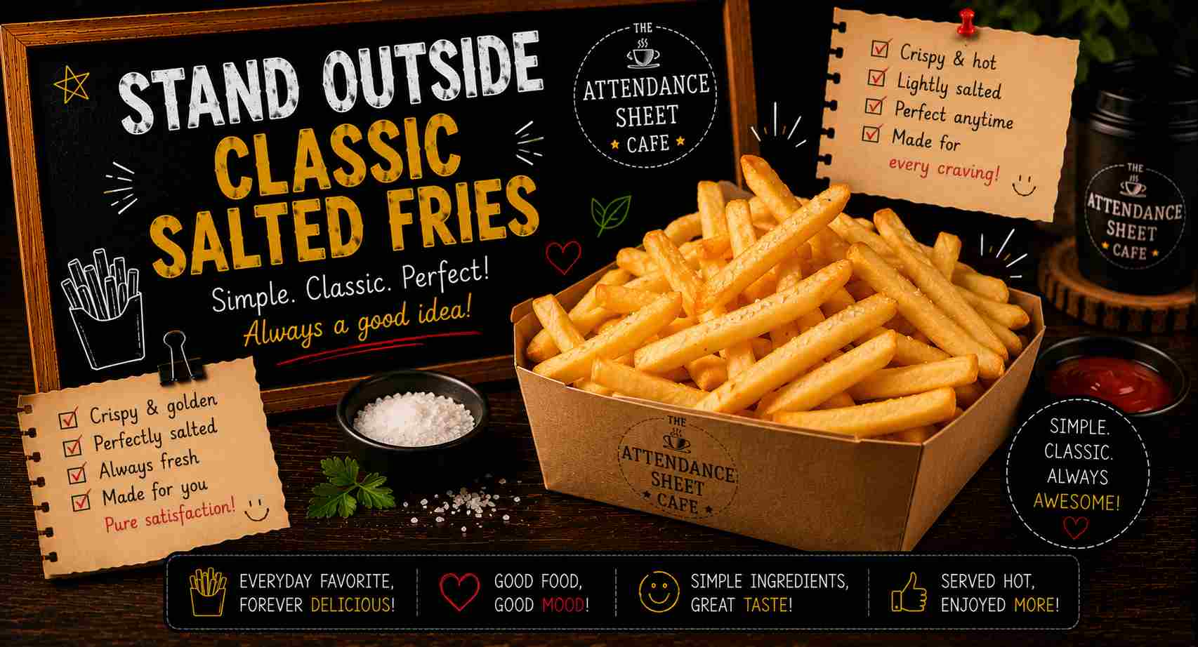 Stand Outside Classic Salted Fries - Punishment Round Fries - TAS Cafe Noida