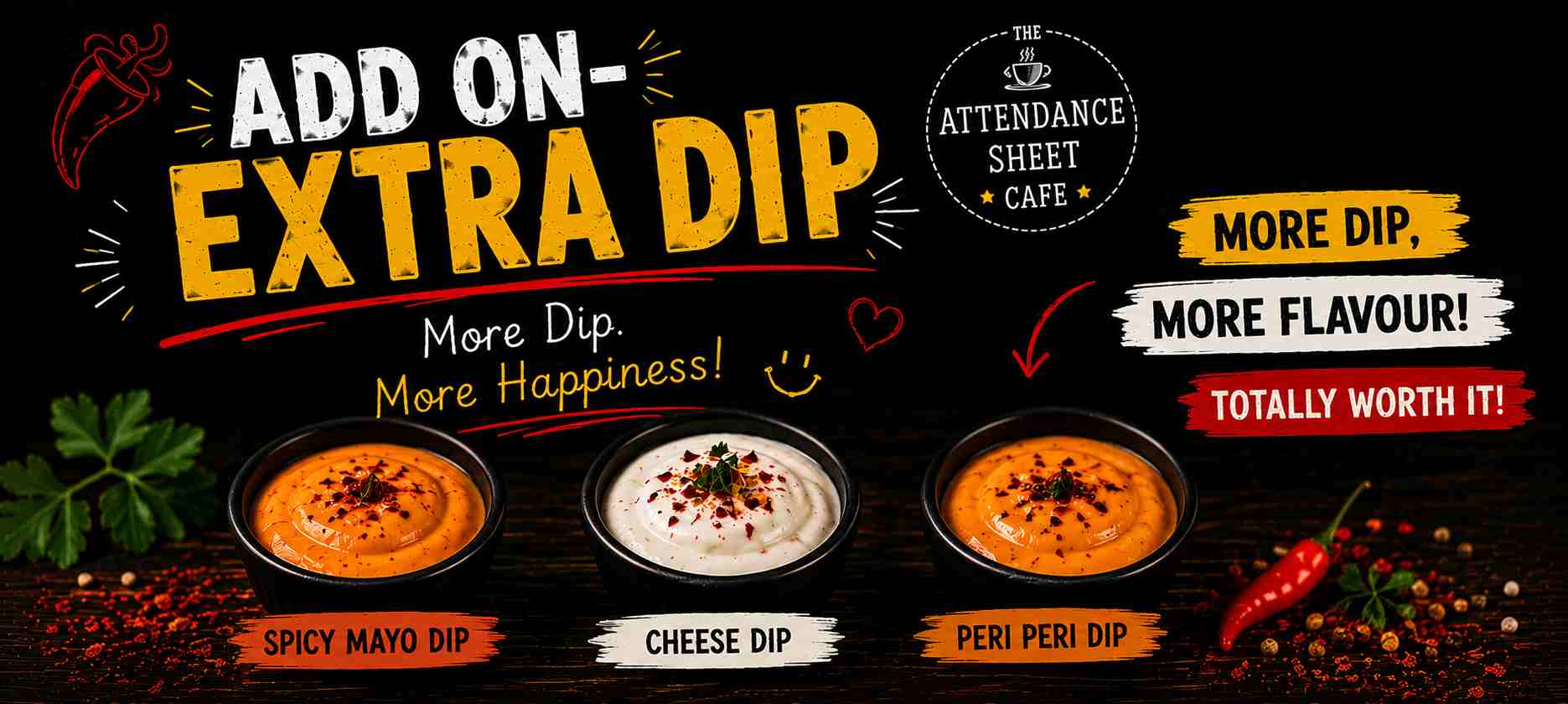 Add on- Extra Dip - Punishment Round Fries - TAS Cafe Noida