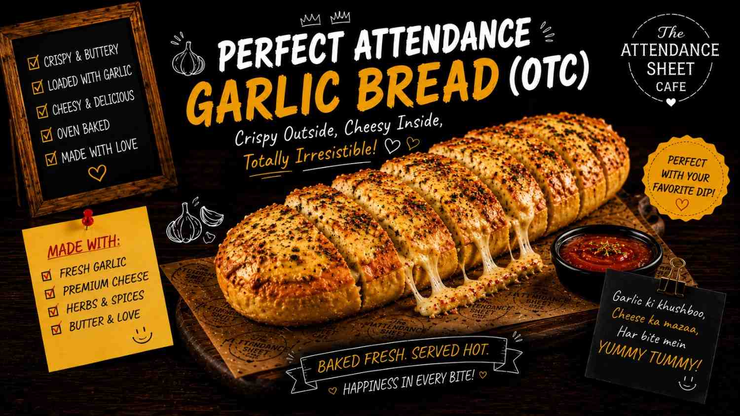Perfect Attendance Garlic Bread (OTC) - Lab Partner Garlic Bread - TAS Cafe Noida
