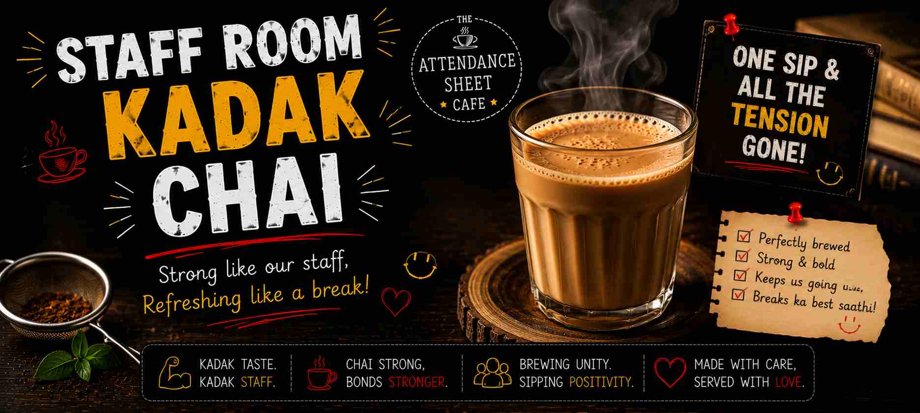Staff Room Kadak Chai - Assembly Prayer Chai - TAS Cafe Noida