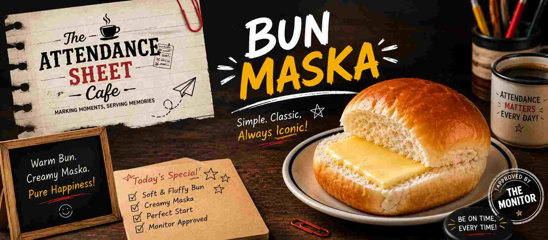Morning Assembly Bun Maska - Assembly Prayer Chai - TAS Cafe Noida