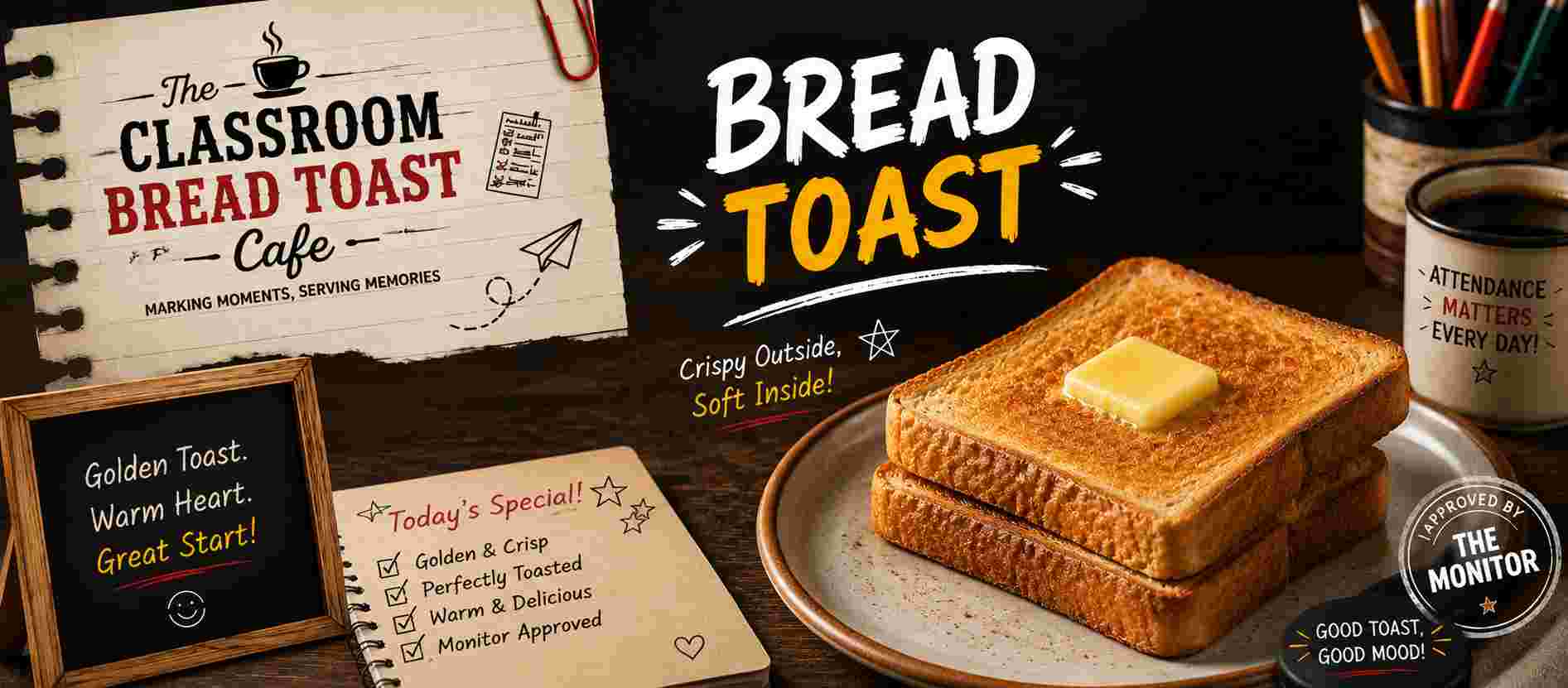 Classroom Bread Toast - Assembly Prayer Chai - TAS Cafe Noida