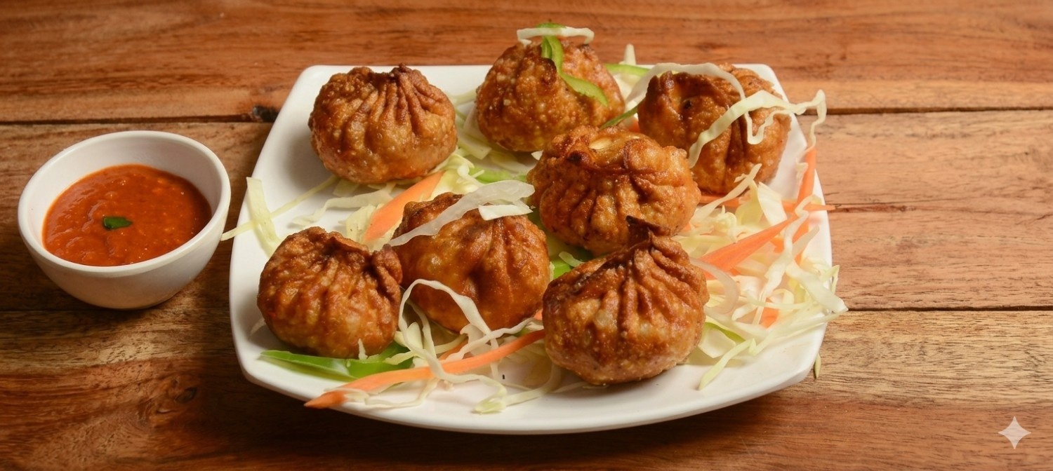 Fried Monitor Paneer Momos - Gossip Period Momos - TAS Cafe Noida