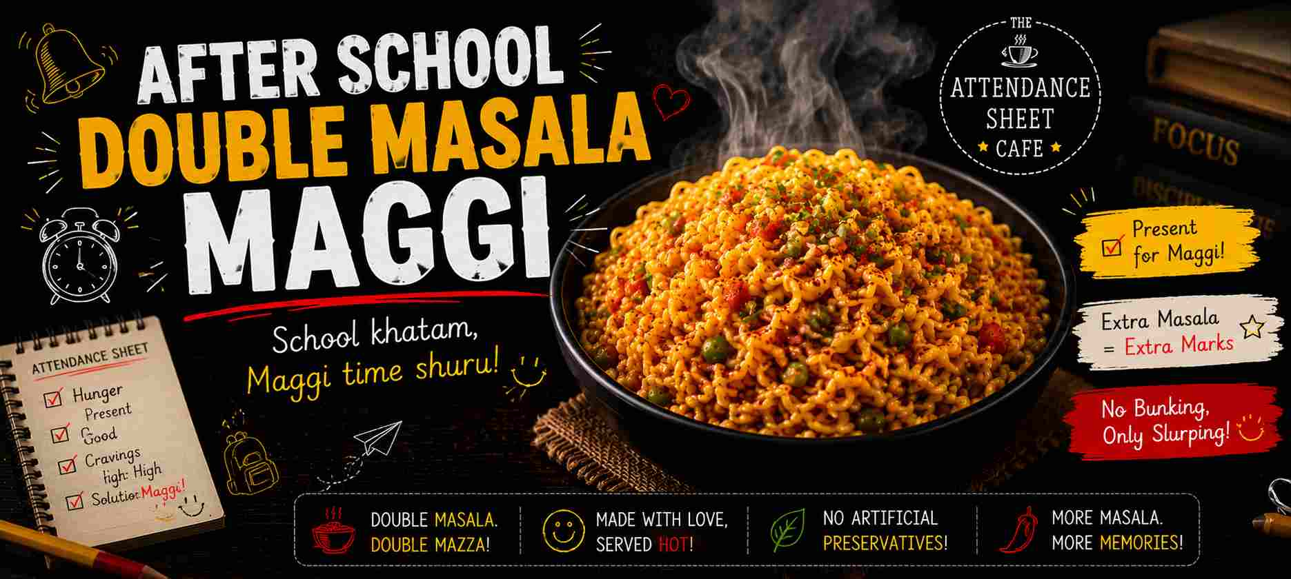 After School Double Masala Maggi - Tuition Waali Maggi - TAS Cafe Noida