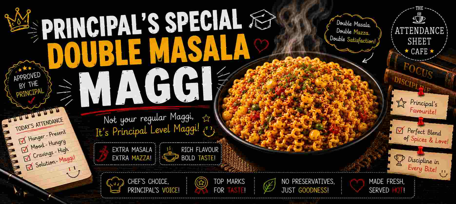 Principal's Special Double Masala Maggi - Tuition Waali Maggi - TAS Cafe Noida