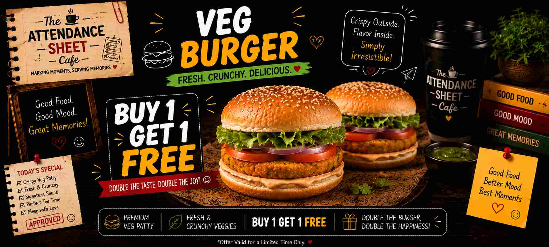 Veg Burger - Happy Hours - TAS Cafe Noida