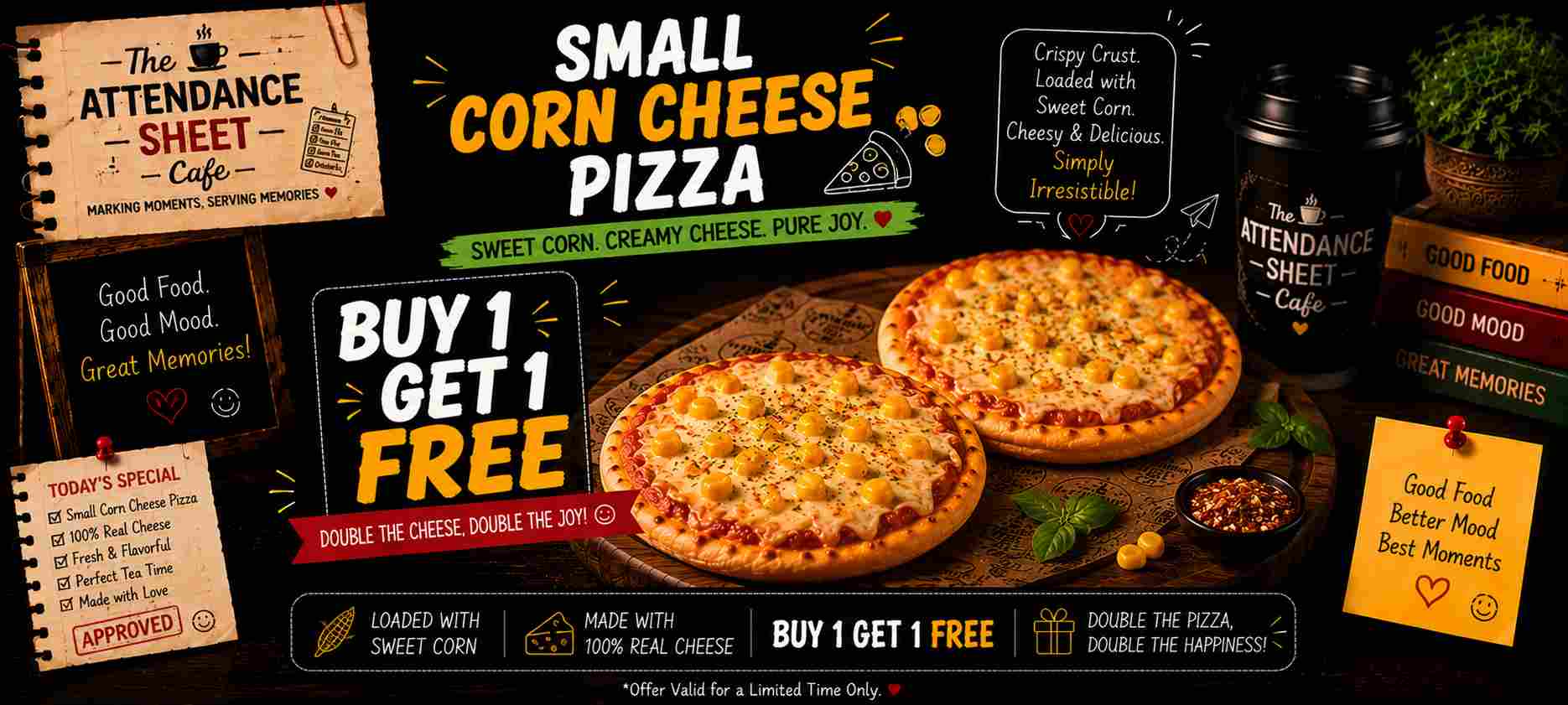 Corn Cheese pizza - Happy Hours - TAS Cafe Noida