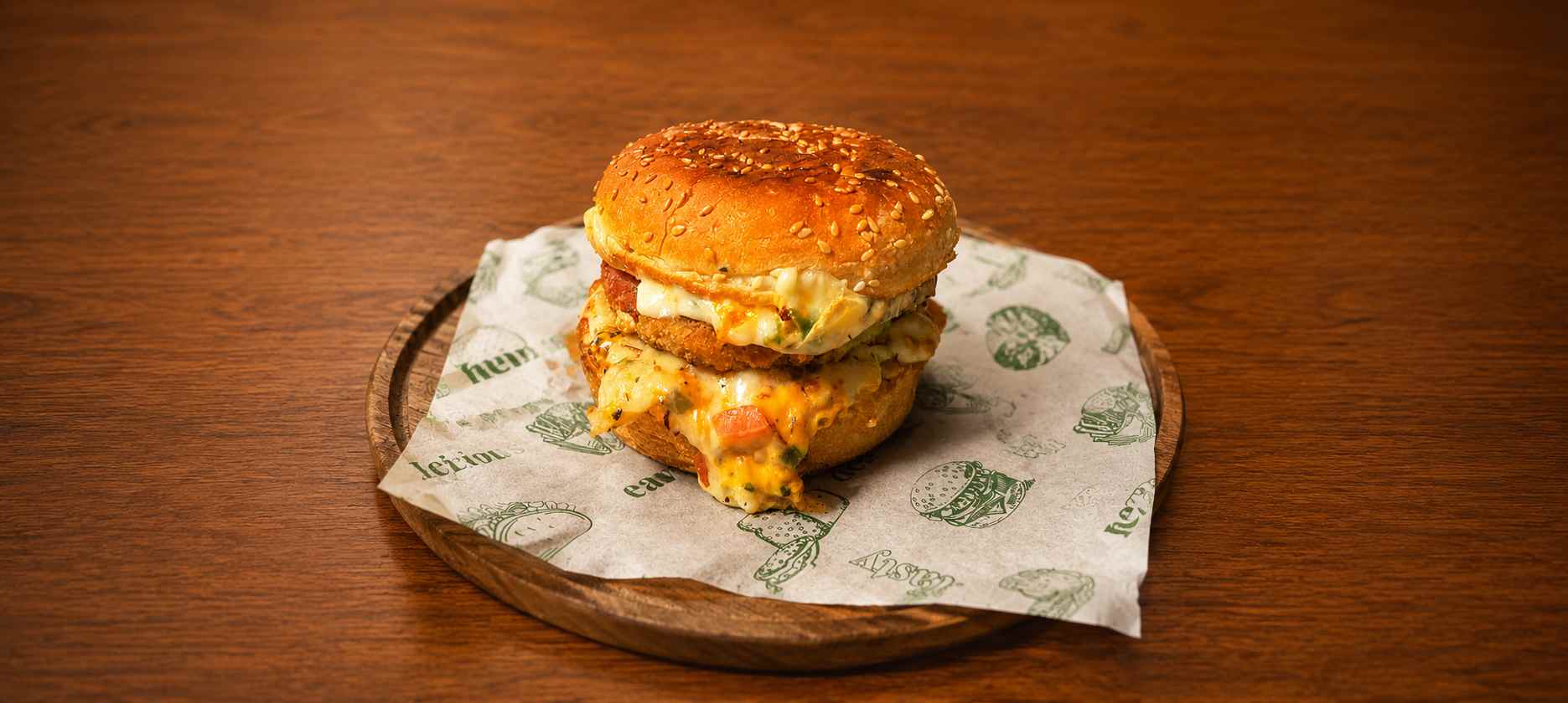 Veg Cheese Burger - Happy Hours - TAS Cafe Noida